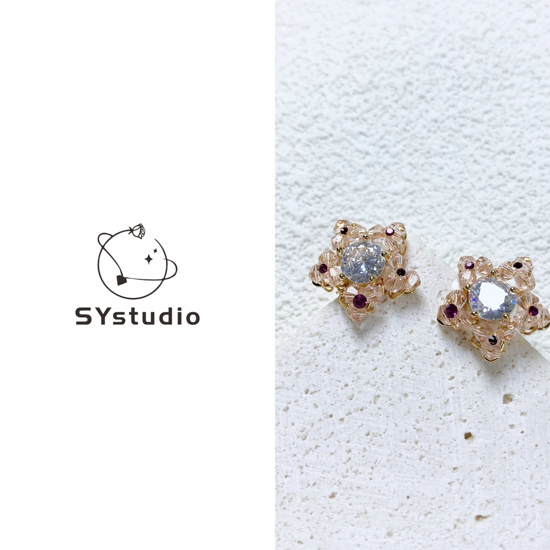 铜合金仿水晶耳饰 精致百搭五角星ED399