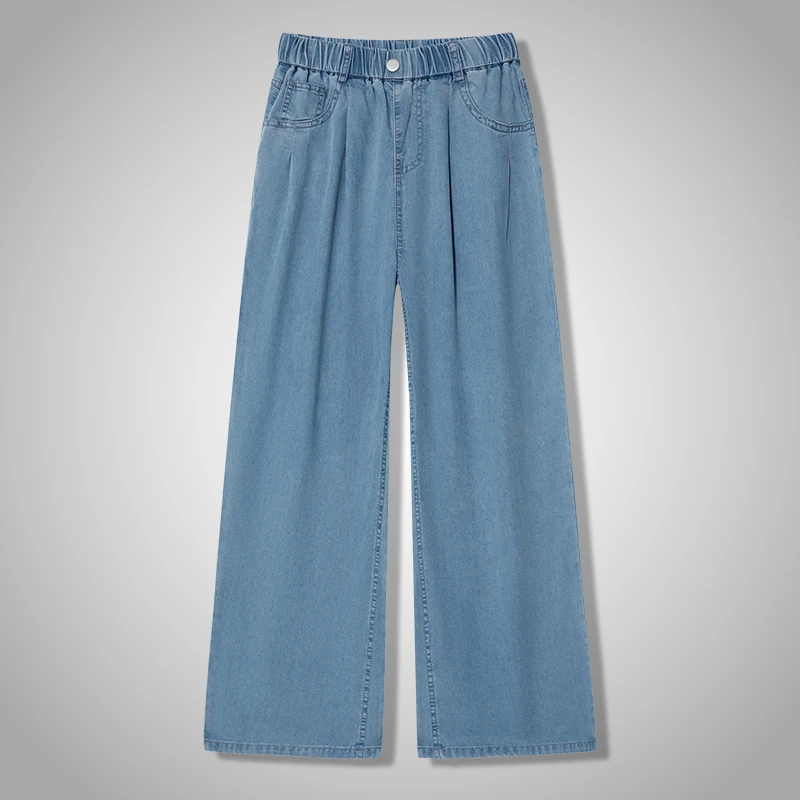 女童夏季薄款天丝牛仔裤冰凉垂感阔腿宽松休闲百搭8-16岁儿童长裤