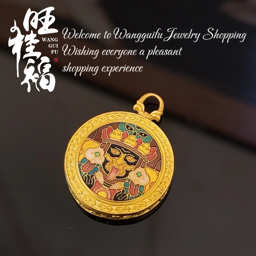 旺桂福传承珠宝足金999烧蓝扎基拉姆吊坠10克 单吊坠