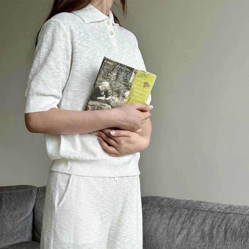 F&A 女士40%汉麻60%棉POLO领短袖T恤C3T3135-1