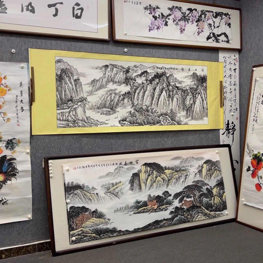 国画六尺溪山清韵水墨山水卷轴
