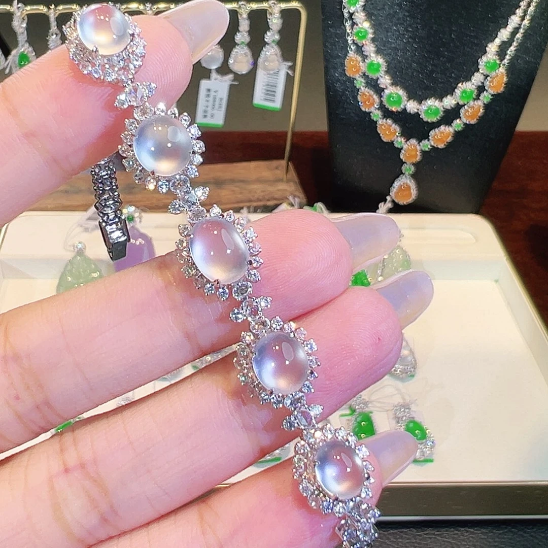 翡翠18K金镶嵌手链翡翠