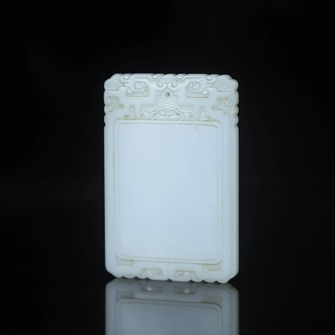 TCWWA09842清晚和田白玉龙首无事牌