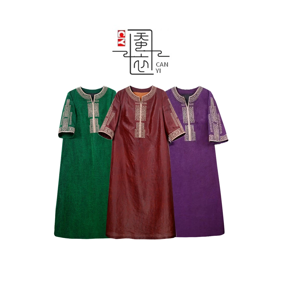 2【清露】新中式夏季满分桑蚕丝龟裂纹5分袖连衣裙