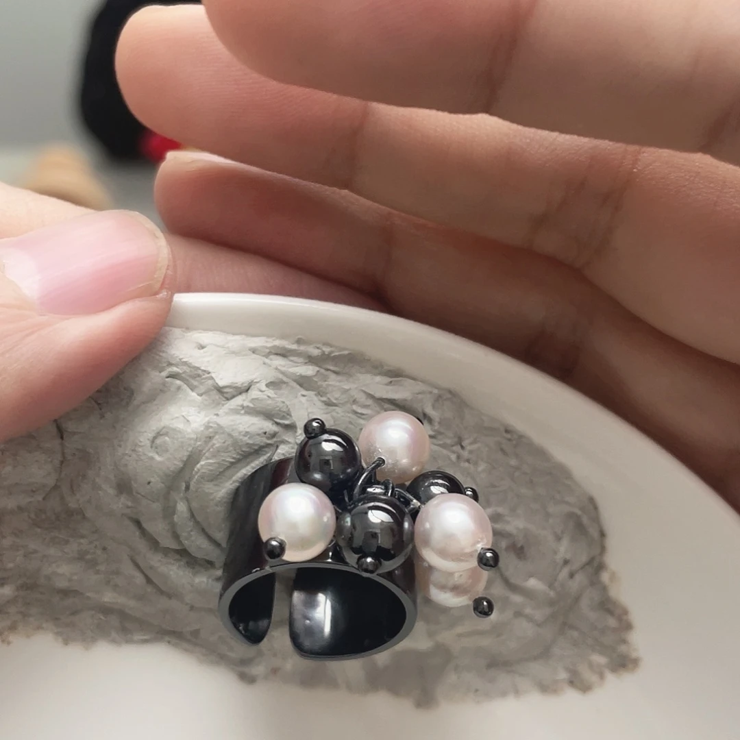 戒指海水珍珠银S925镶嵌