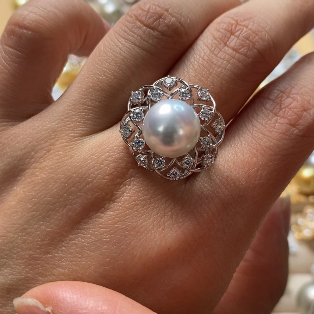 海水珍珠戒指银S925镶嵌