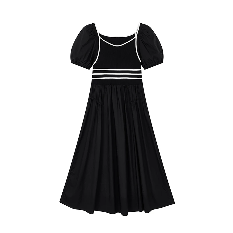 【小花专属】解构感拼接连衣裙N2628