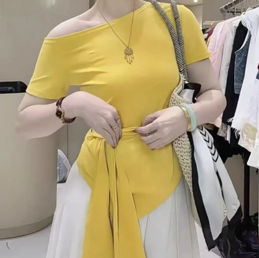 【501-700】QYH女装春季新款修身显瘦百搭T恤