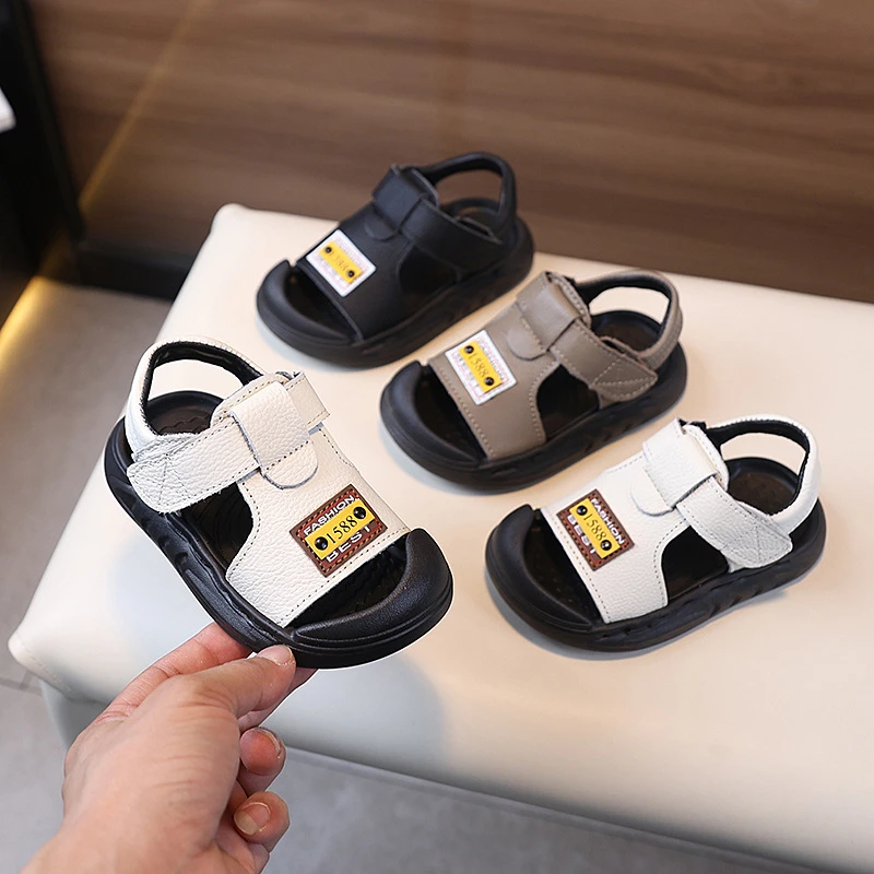凉鞋新款儿童沙滩凉鞋牛皮包头凉鞋男童皮面帅气凉鞋上线夏季儿童