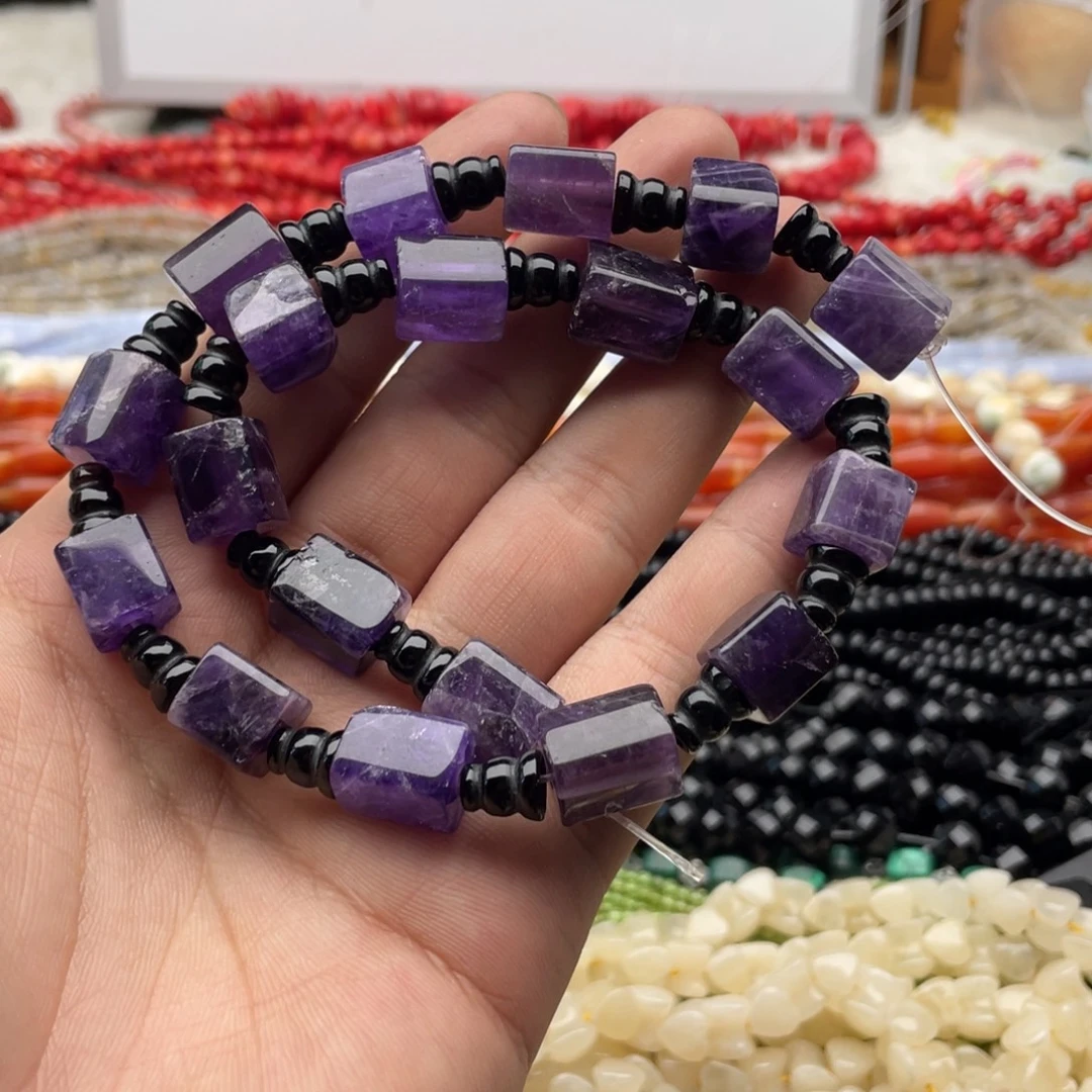 玛瑙/玉髓未镶嵌珠宝半成品一条装卡10mm乌拉圭紫水方糖