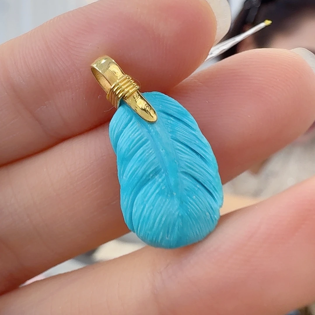 绿松石18K金镶嵌珠宝奇石