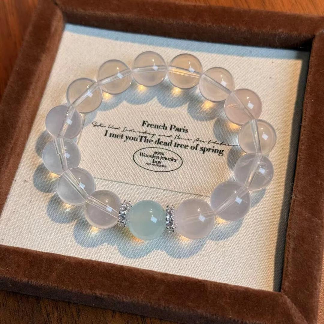 海蓝宝粉水晶手串手链 颜色微差多样性发其一F202