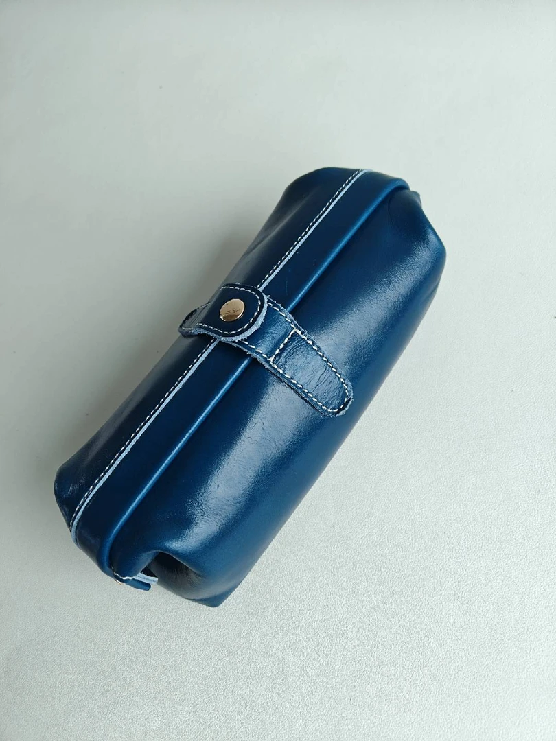 苏木直播「鸢尾蓝」真皮化妆包洗漱包高级收纳包手拿包