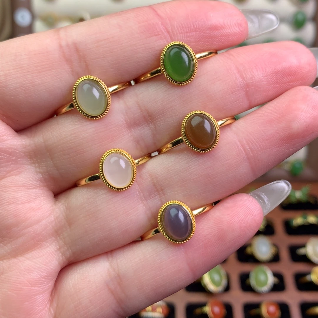 和田玉银S925镶嵌戒指