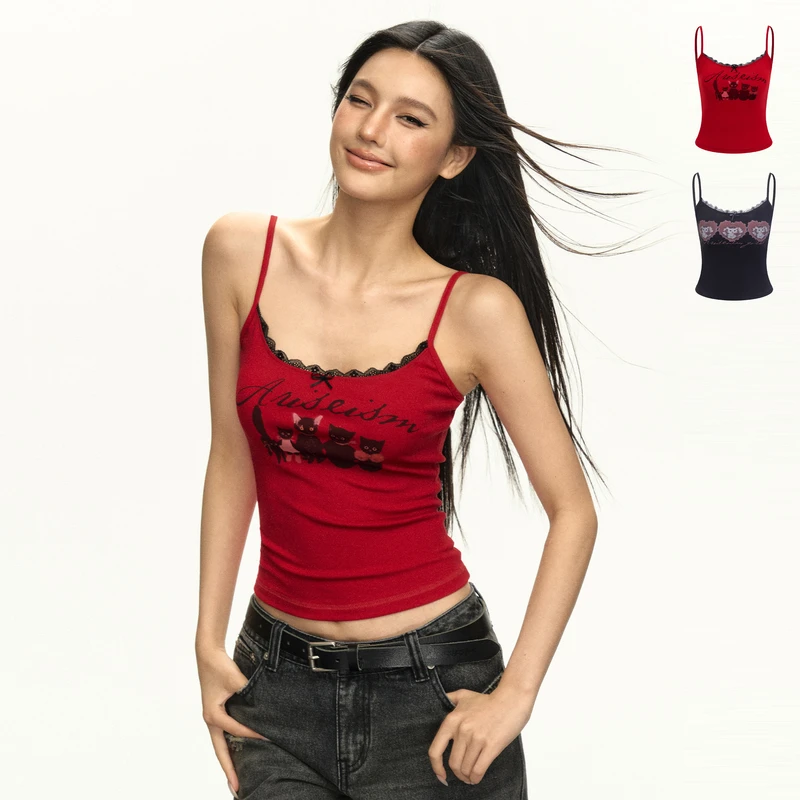 Ariseism  美式复古吊带背心女夏季新款上衣