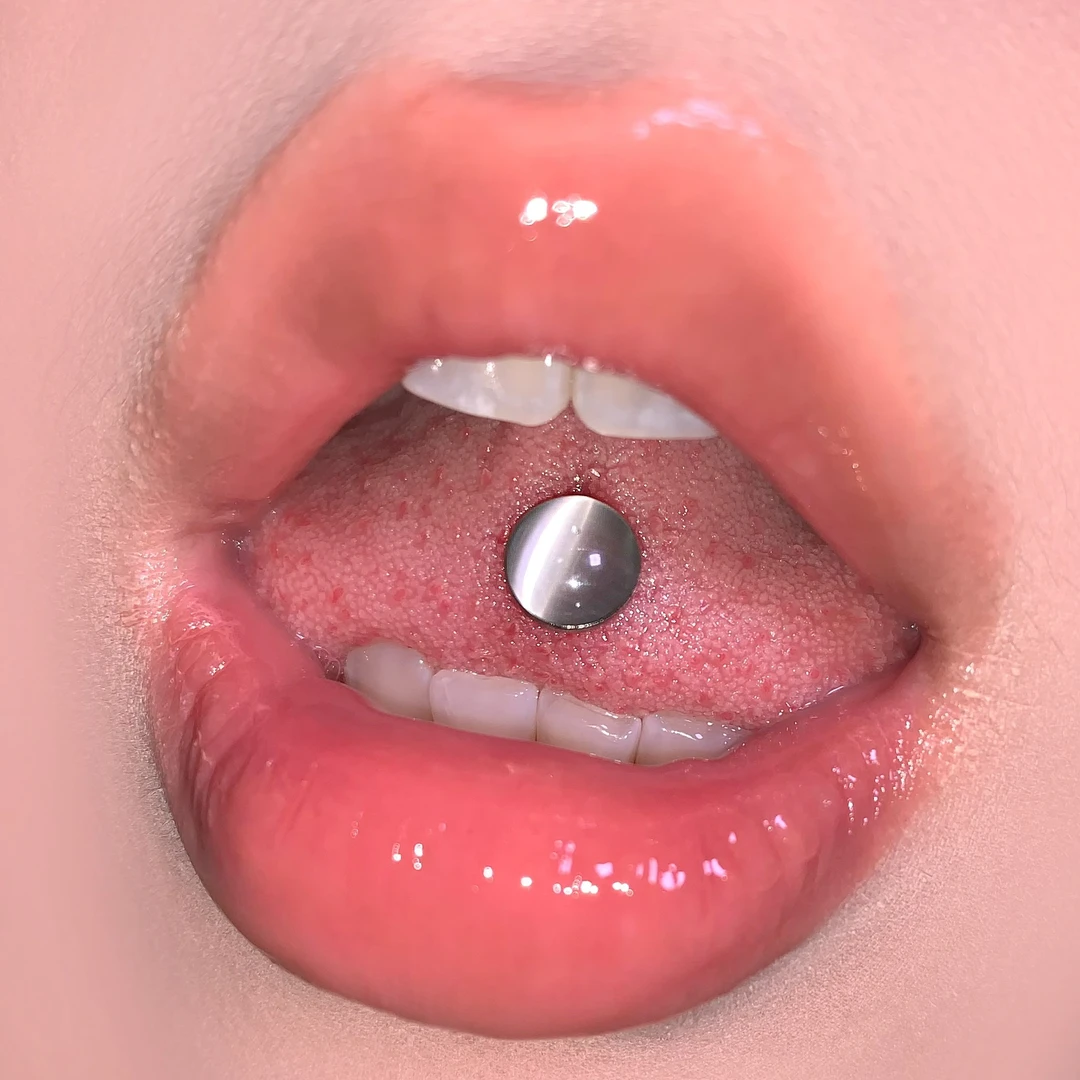 钛钢耳饰 爆闪个性猫眼滴油钛钢外螺旋舌钉饰品杆粗1.6可喝酒穿刺