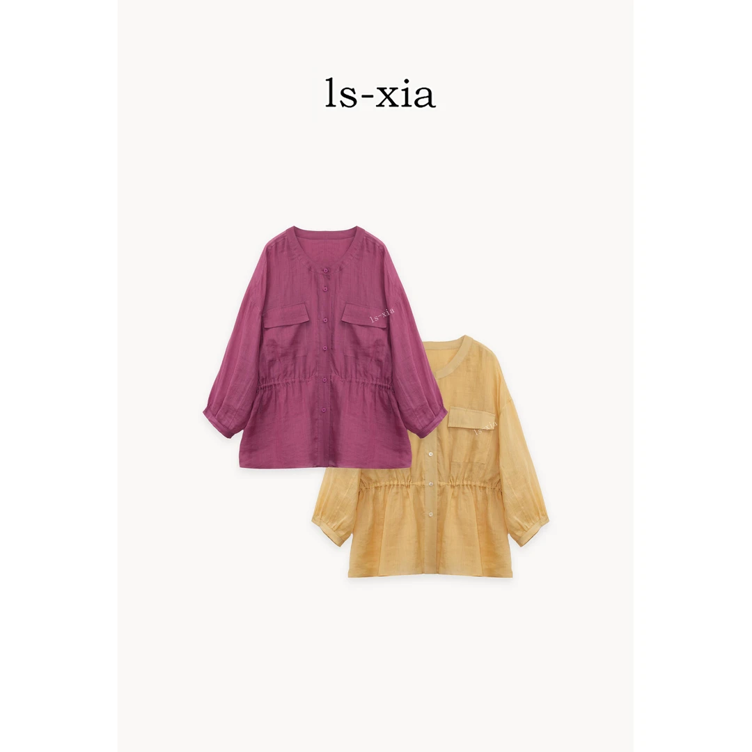 【粉系留影】100%苎麻气质时尚轻奢风收腰显瘦设计衬衫