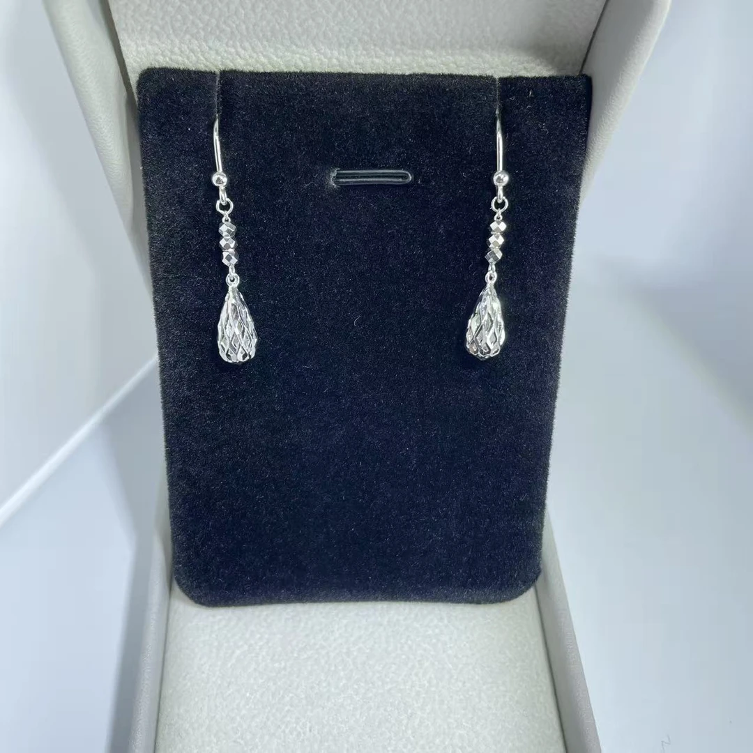 PT950 铂金耳饰 车花水滴耳钩 长约3.5cm S 01235