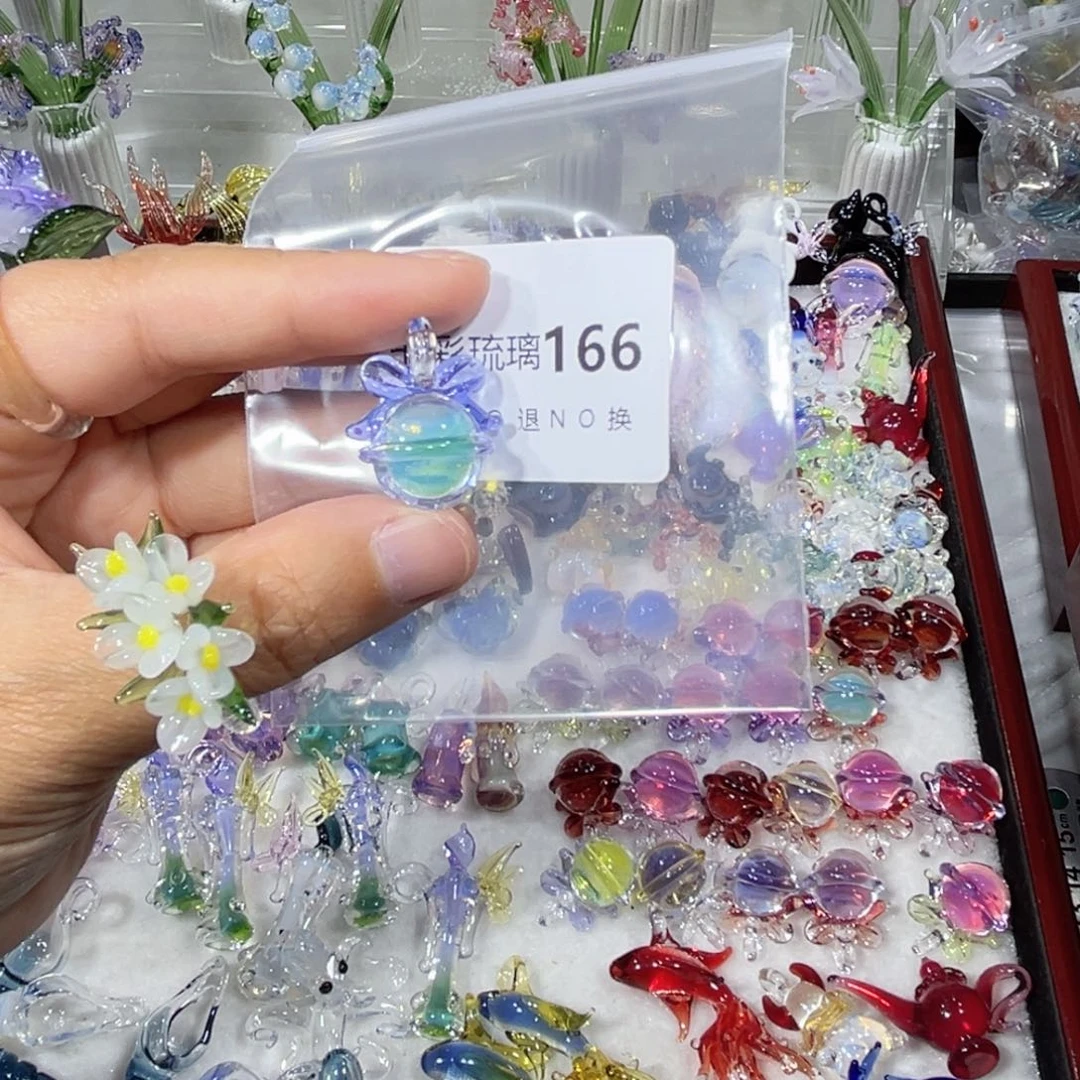 吊坠(不含链)琉璃166绿色铃铛