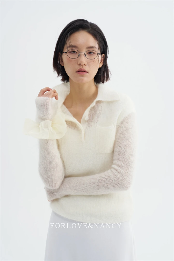 【南希】1486 春季新款韩系简约百搭莫兰迪色系氛围感POLO针织衫