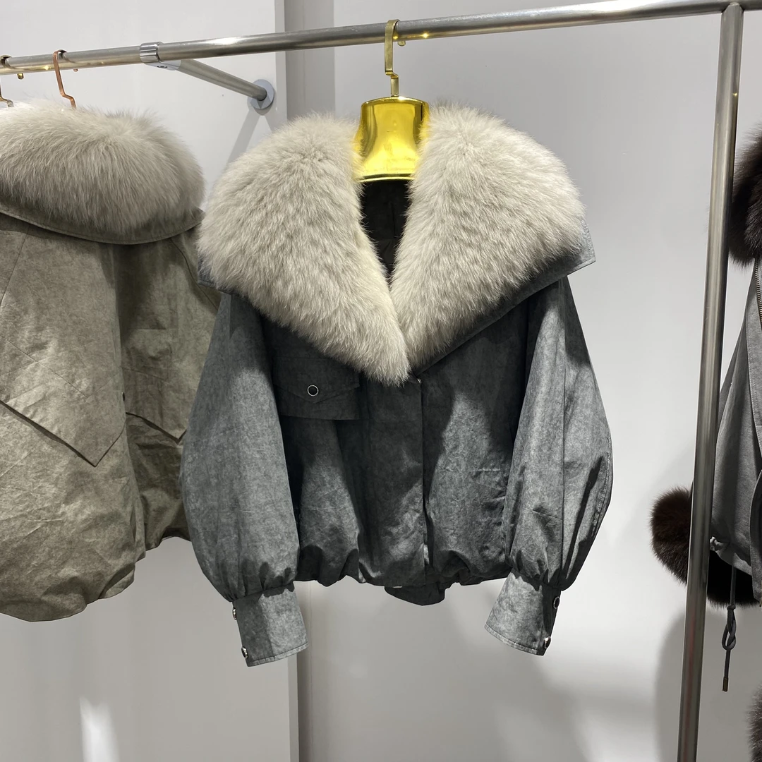 狐狸毛大毛领羽绒派克服时尚潮流减龄短款女