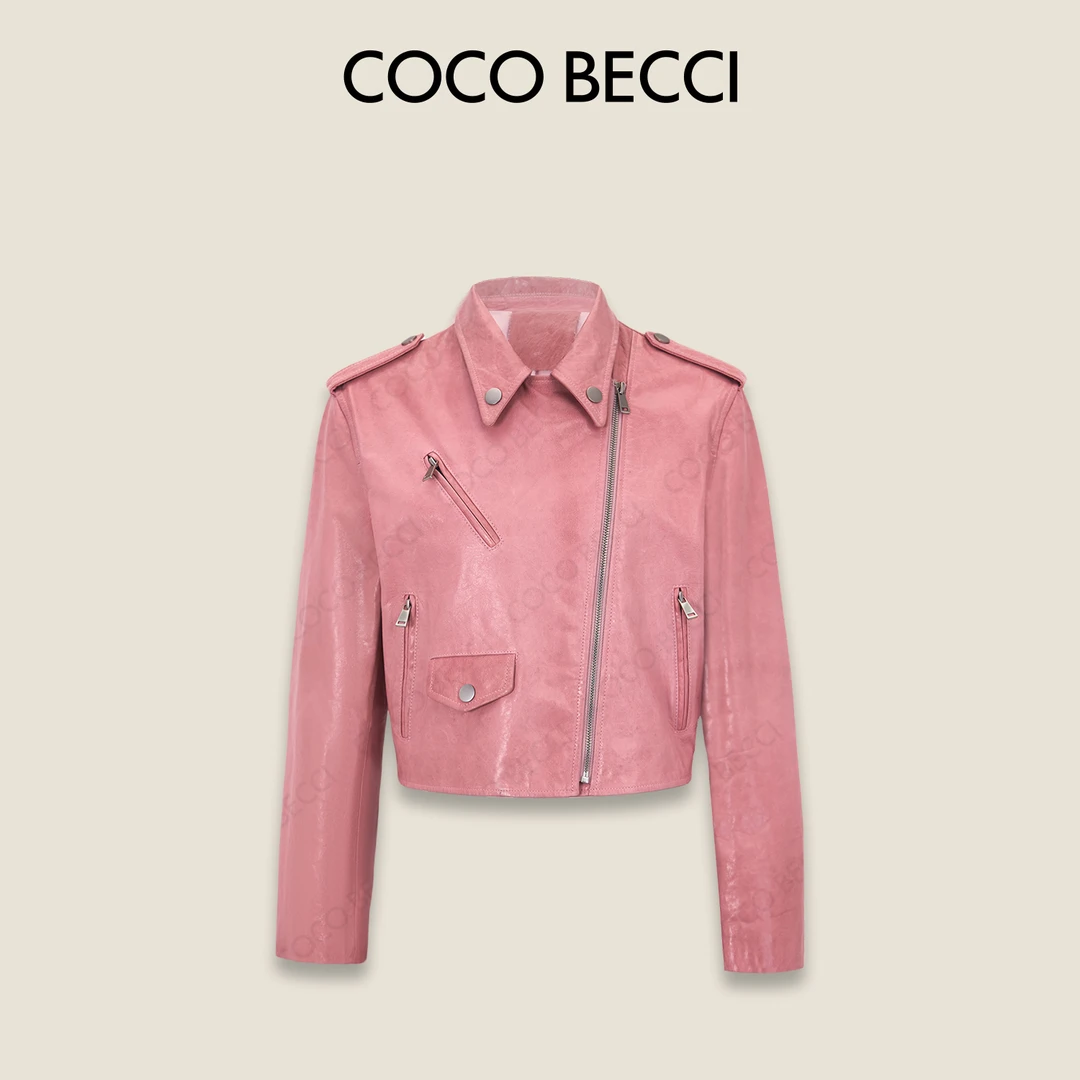 COCO BECCI【机车女孩】羊皮革酷飒时髦皮衣外套CFLJC209014