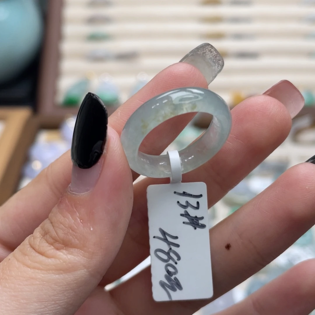 翡翠未镶嵌戒圈a21港圈13薄荷绿桂花糕