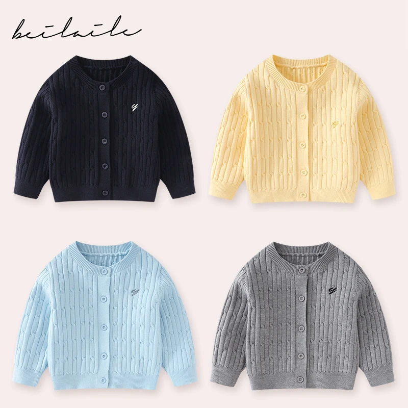 【包芯纱刺绣开衫毛衣 】婴儿童上衣服宝宝秋冬季套头打底针织衫H19