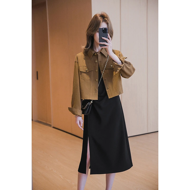 小谷粒美拉德短外套 设计感小众夹克春季新款简约短款小个子上衣