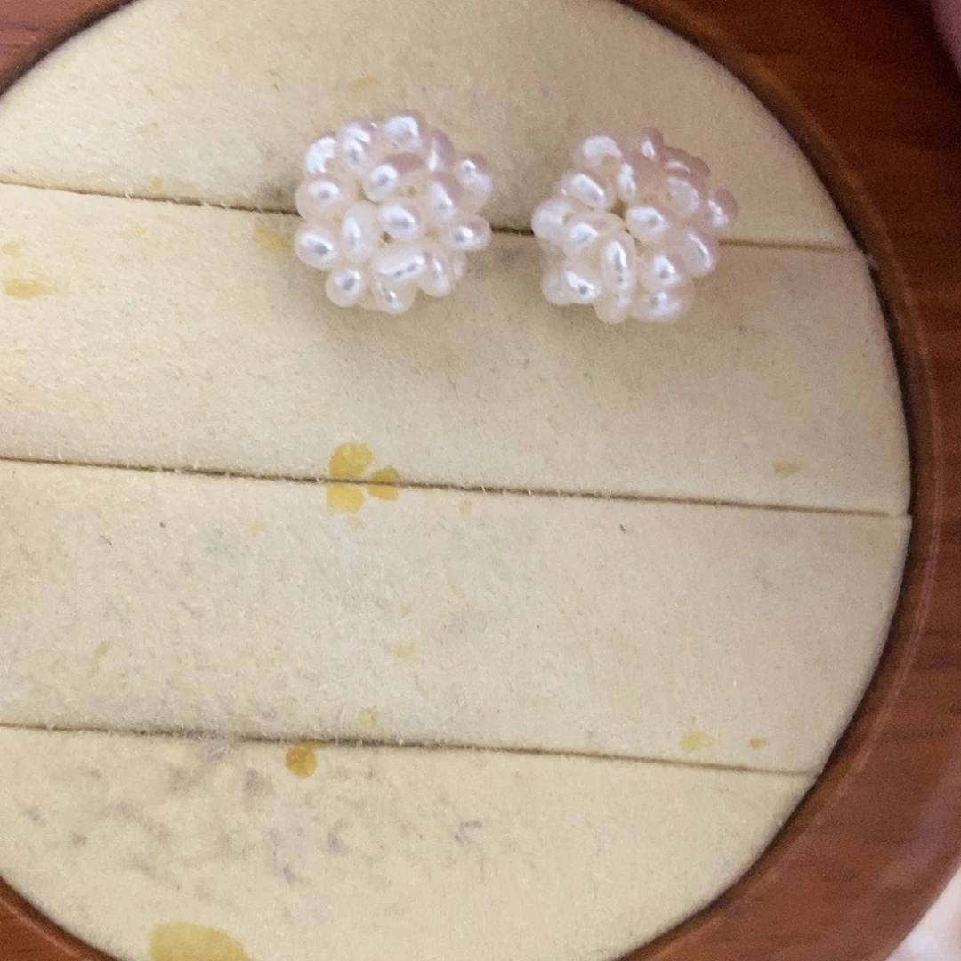 银S925镶嵌耳饰淡水珍珠