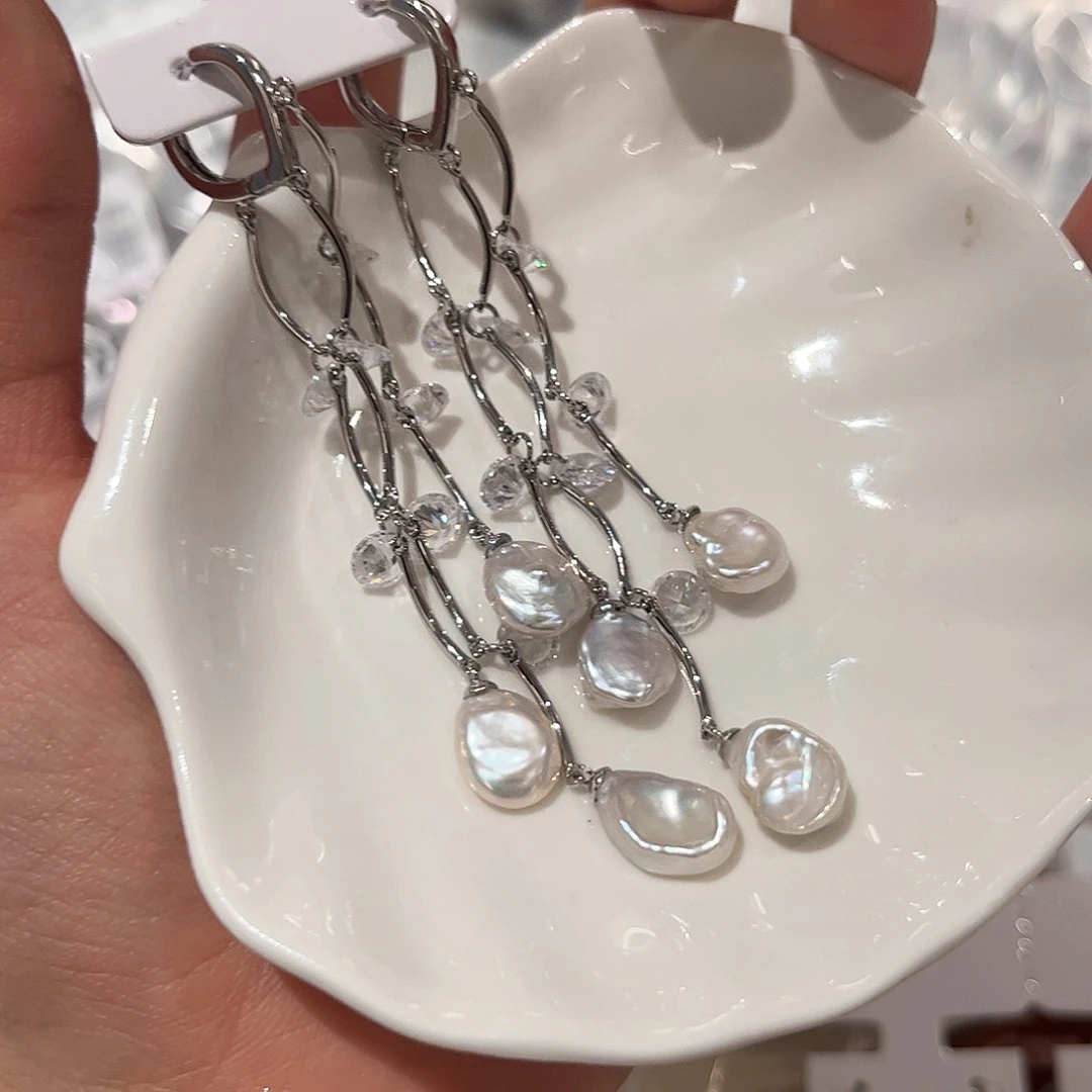 合金淡水珍珠耳饰