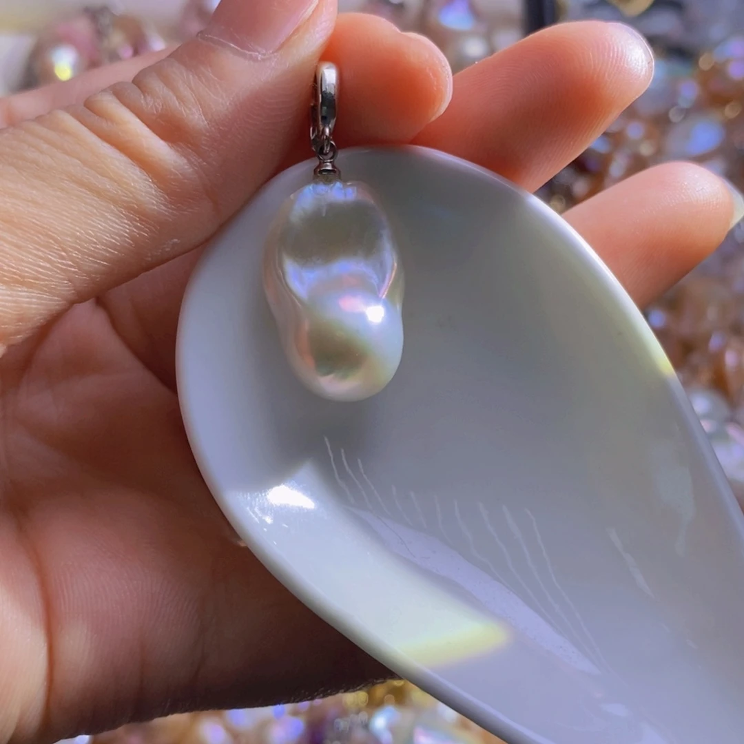 银S925镶嵌淡水珍珠微瑕