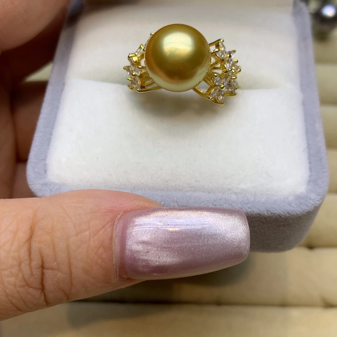 银S925镶嵌戒指海水珍珠