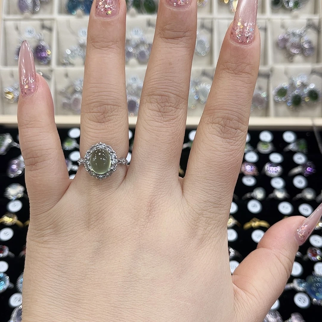 岫玉银S925镶嵌戒指