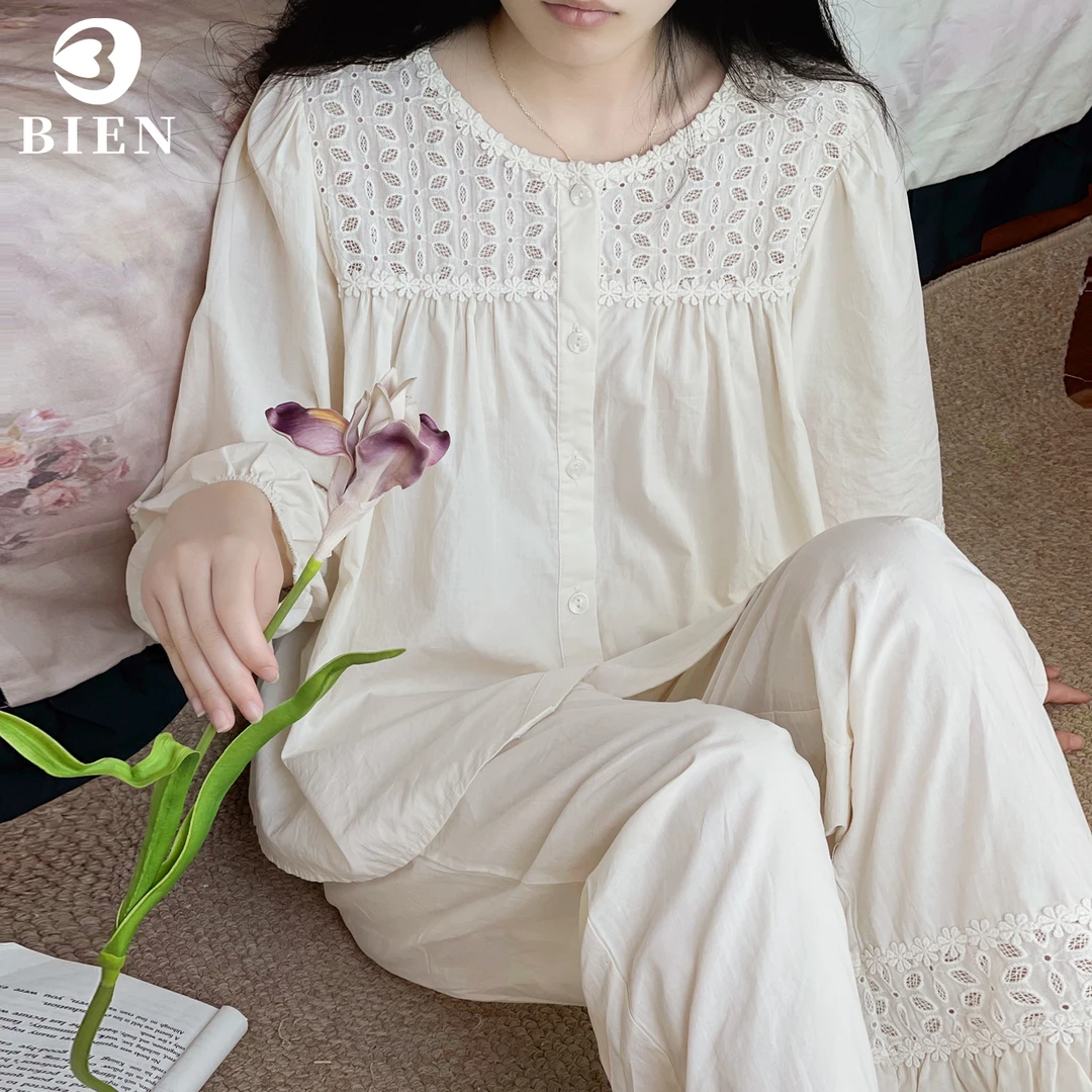 BIEN纯棉睡衣女生春秋季甜美可爱公主风家居服可外穿长袖长裤套装
