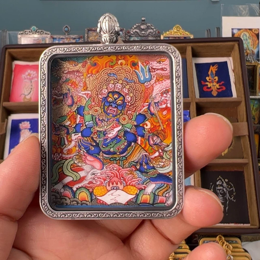 【闪购商品】吊坠碧**天大黑天唐卡绘画作品