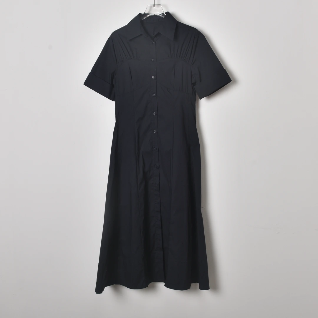 正肩气质百搭收腰时尚休闲夏季长款连衣裙优雅长裙黑色女款裙子