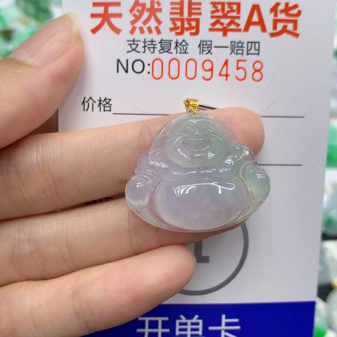 翡翠18K金镶嵌颈饰佛