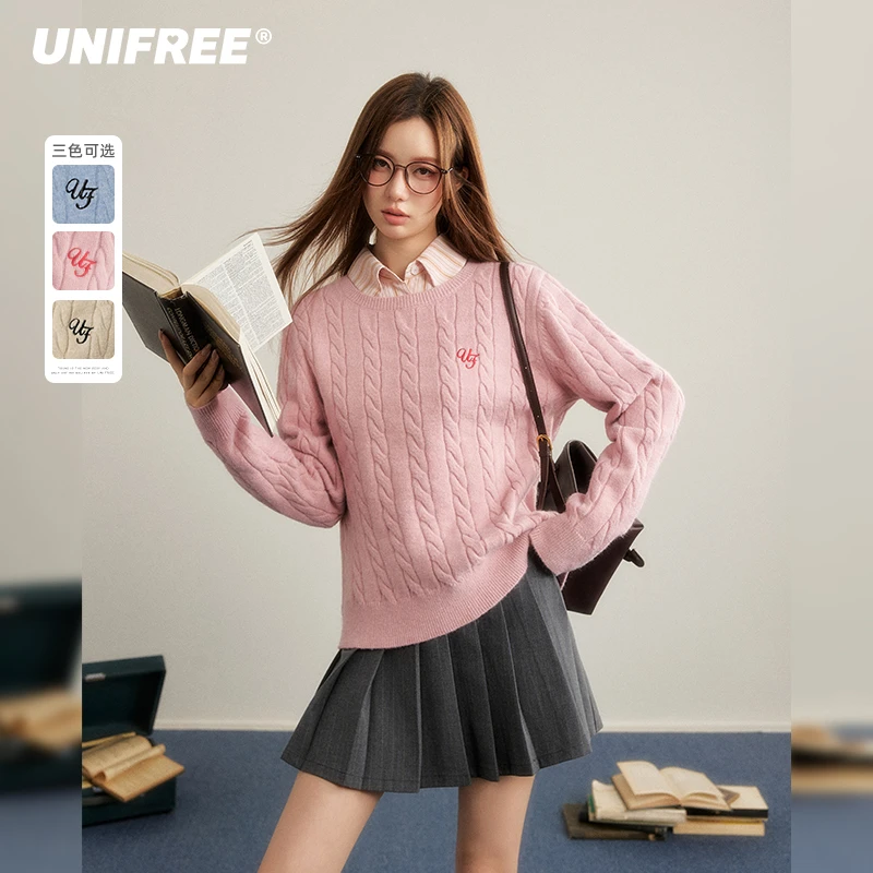 0041【马琦尧专属】UNIFREE宽松圆领套头针织衫U243K643D1D1