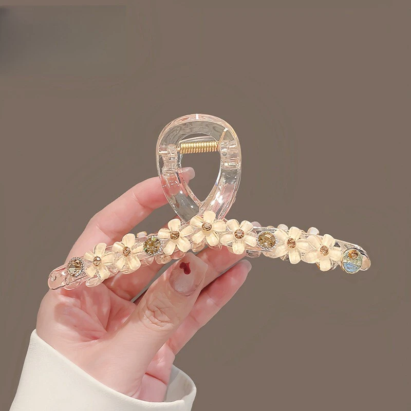 2025超仙花朵大号抓夹夏季气质亚克力发夹头饰韩国盘发鲨鱼夹发饰