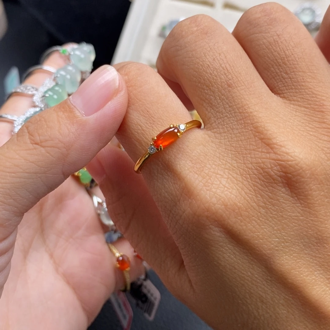 鱼***干翡翠银S925镶嵌戒指