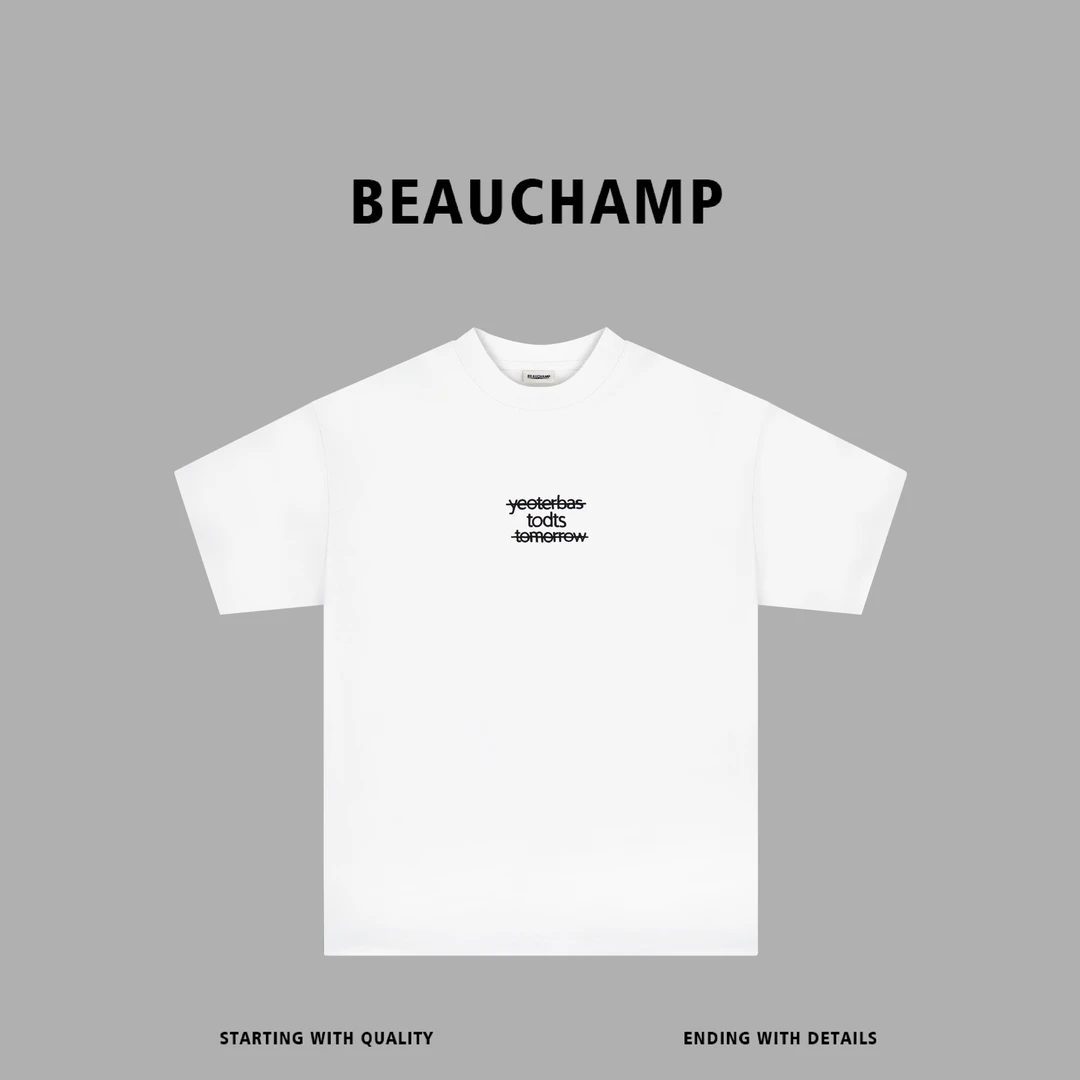 Beau champ品牌 休闲宽松经典简约刺绣短袖重磅T恤 6334#