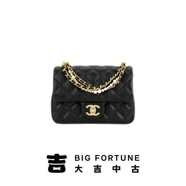 99新 Chanel/香奈儿 Chanel珍珠链条方胖子斜挎包/定金/单拍无效
