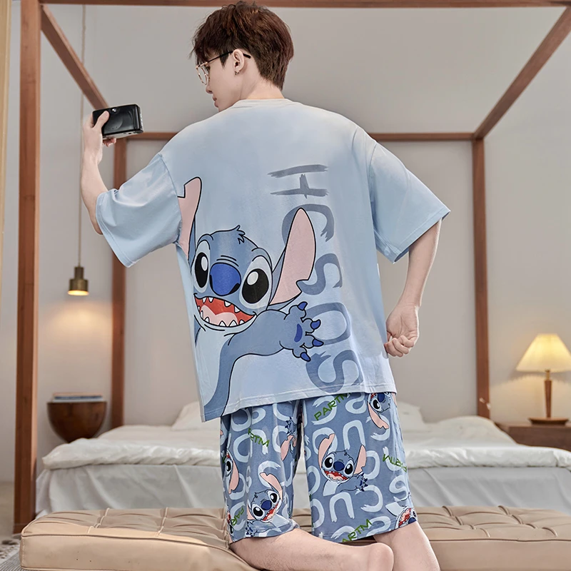 2025新款男士睡衣夏季薄款莫代尔短袖冰丝大码青少年男孩大童套装