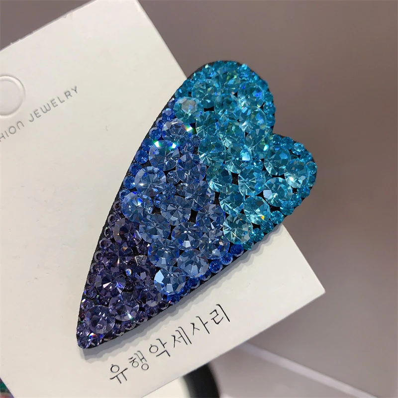 奢化满钻捷克钻发夹水滴桃心BB边夹刘海碎发掰掰发卡后脑勺夹子女