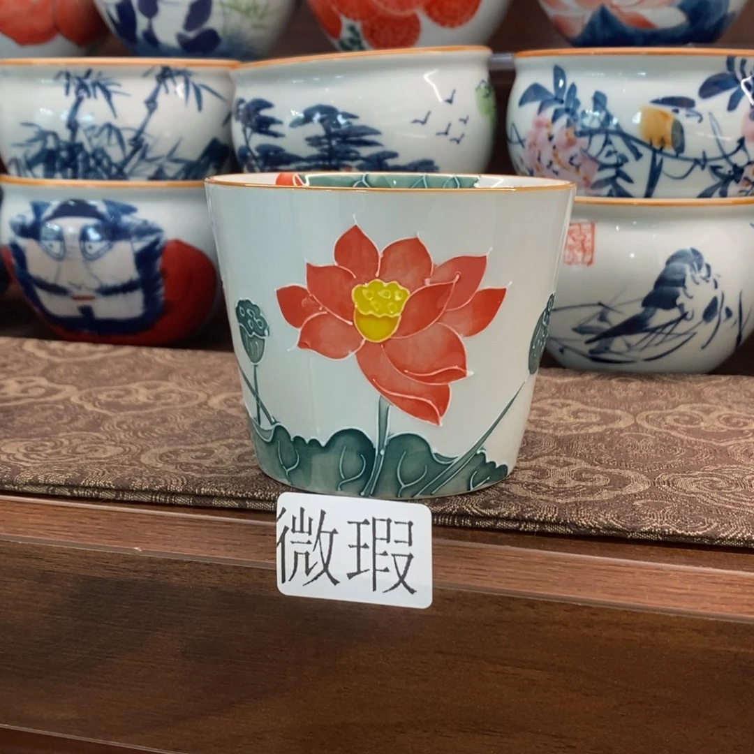 微瑕釉下彩纯手绘手工绘制