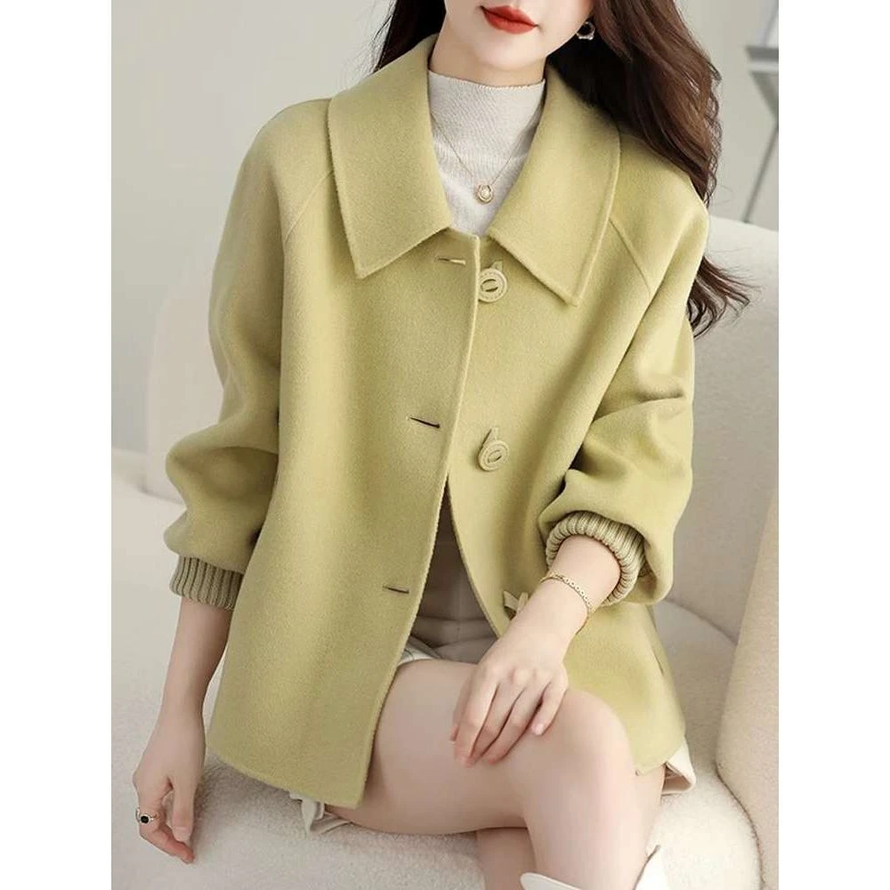 高端双面羊绒大衣女士短款2025秋冬新款小个子宽松版羊毛呢子外套
