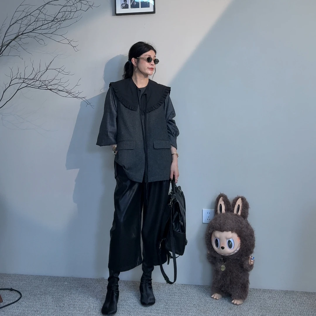 FY6308秋冬新款假两件薄尼套头时尚休闲百搭宽松秋季上衣外套