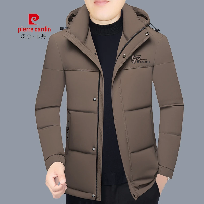 加厚鸭绒外套男中年冬季中长款羽绒服皮尔卡丹男装商务休闲宽松版
