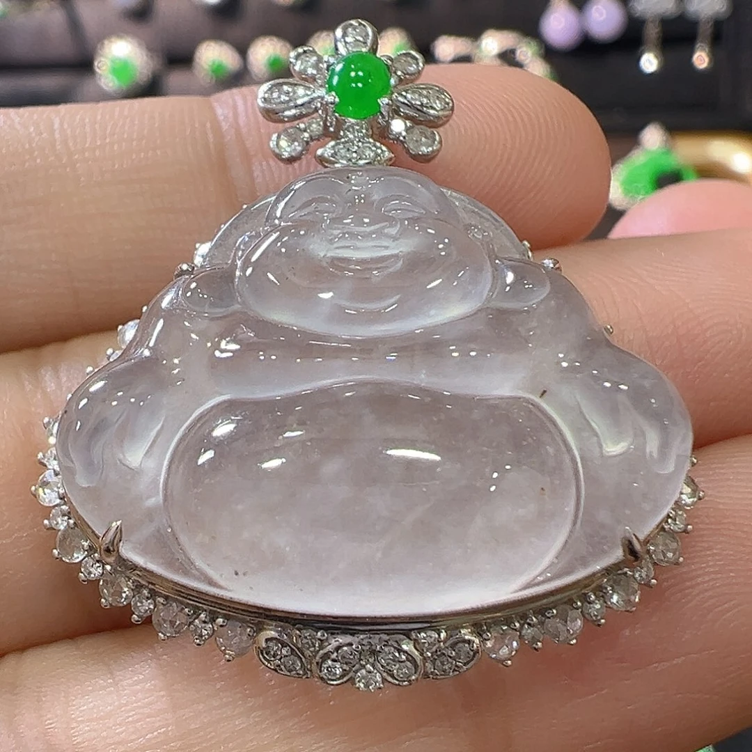 吊坠(不含链)18K金镶嵌翡翠